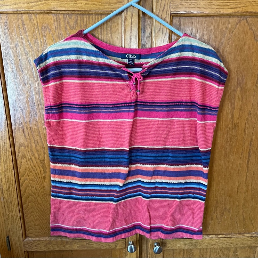 Chaps Sleeveless striped Lace tie top